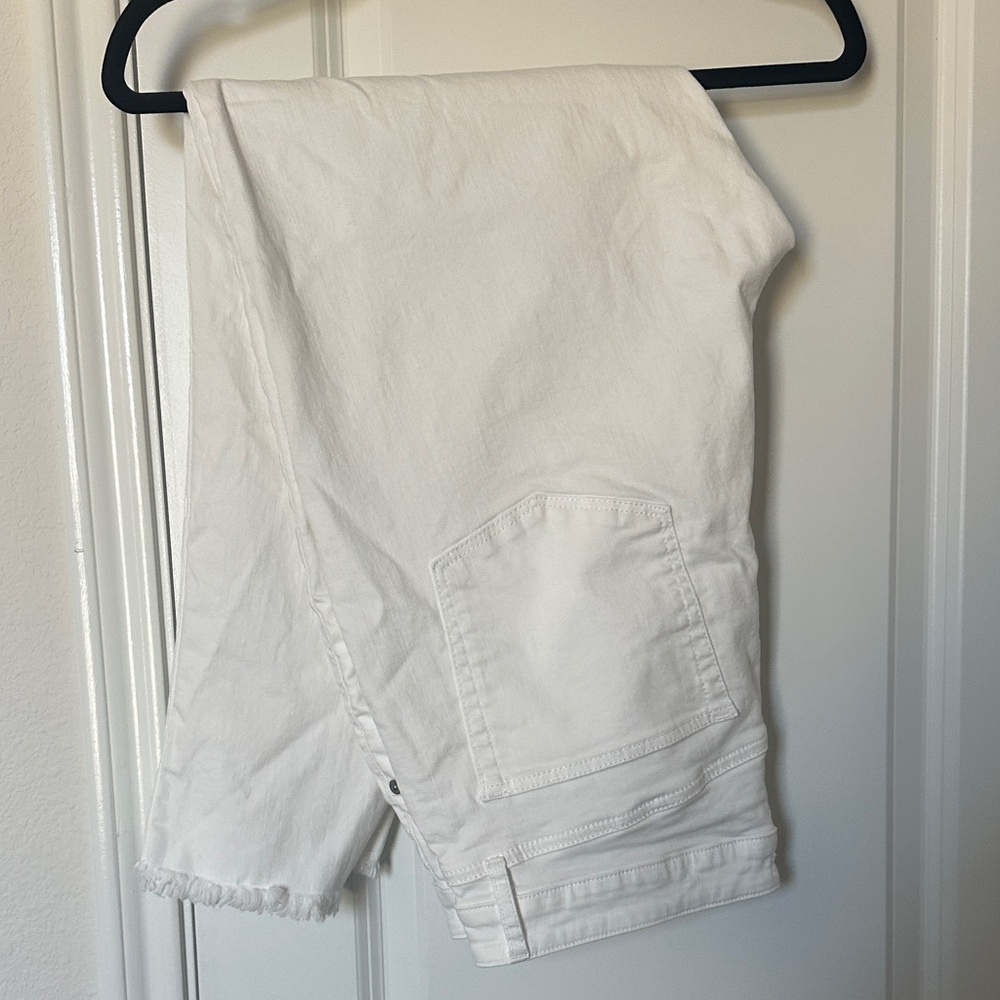 LOFT White The Skinny Denim Jeans w/ Fringe